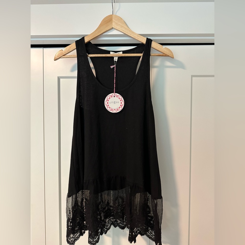Umgee brand new with tags black tank dress with lace trim